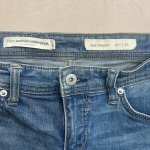 Pilcro Anthropologie Slim Straight Jean Size 26 Mid Rise Raw Hem Stretch